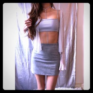 PrettyLittleThing Lauren Grey Faux Suede MiniSkirt